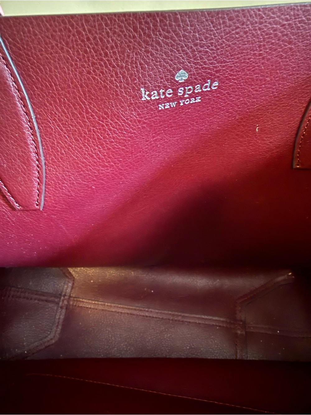 kate spade Pink Tote with Burgundy Polka Dots and Heart Charm - Picture 6 of 8